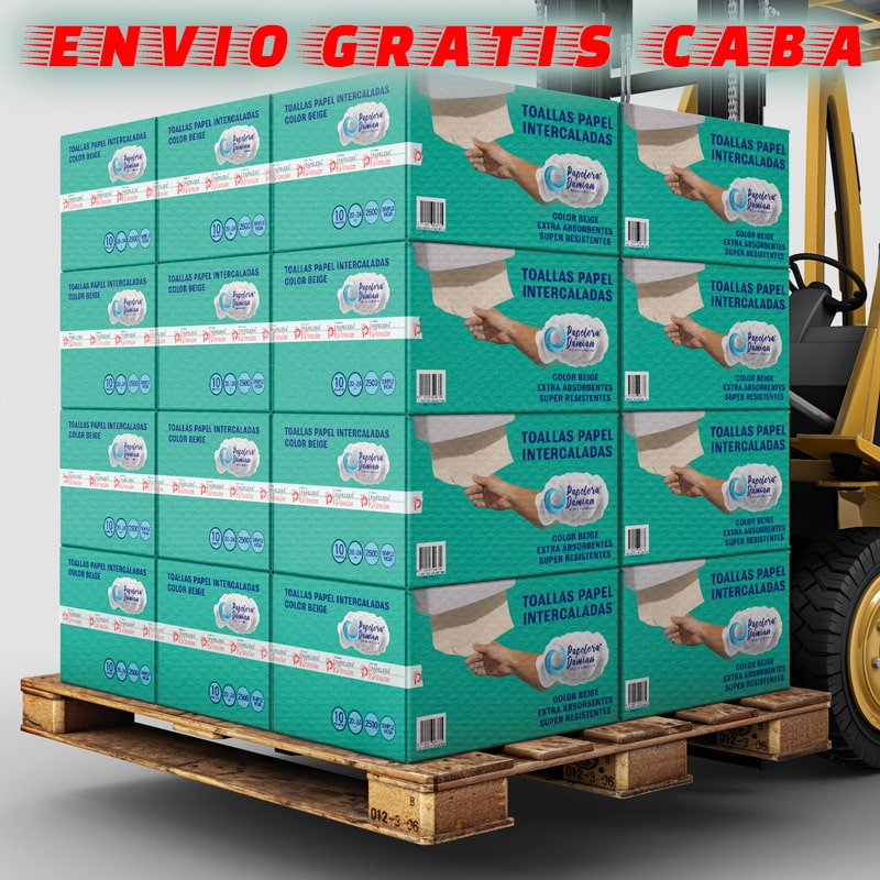 Toallas Intercaladas Beige de Papel Tissue pallet de Cajas