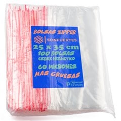 Bolsas Zipper tipo Ziploc cierre hermetico 25x35 paquete 100u SonFuertes