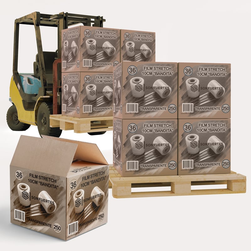 Film Stretch 10cm transparente Pack de 5 Cajas de 36 rollos Film Stretch 10cm transparente Pack de 5 Cajas de 36 rollos