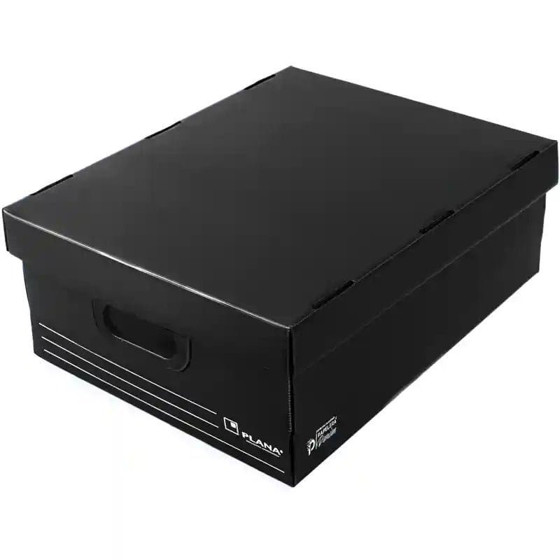 Caja plástica apilable con tapa Plana 801 NEGRA — Papelera Damián, distribuidor oficial Plana Caja plástica apilable con tapa Plana 801 NEGRA — Papelera Damián, distribuidor oficial Plana