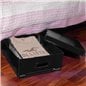 Caja plástica apilable con tapa Plana 801 NEGRO guardada bajo la cama — Papelera Damián Caja plástica apilable con tapa Plana 801 NEGRO guardada bajo la cama — Papelera Damián