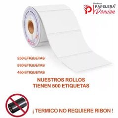Etiqueta termica 100x80 mm rollo 500 etiquetas autoadhesivas