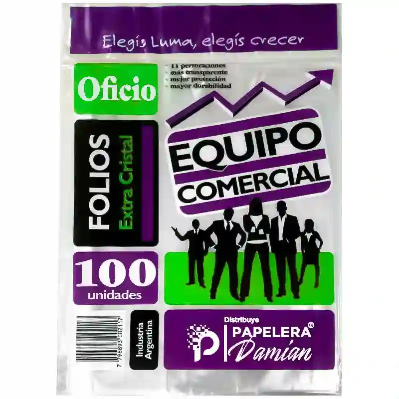 Folios Oficio transparentes Luma polipropileno 100 folios  extra cristal 11 perforaciones