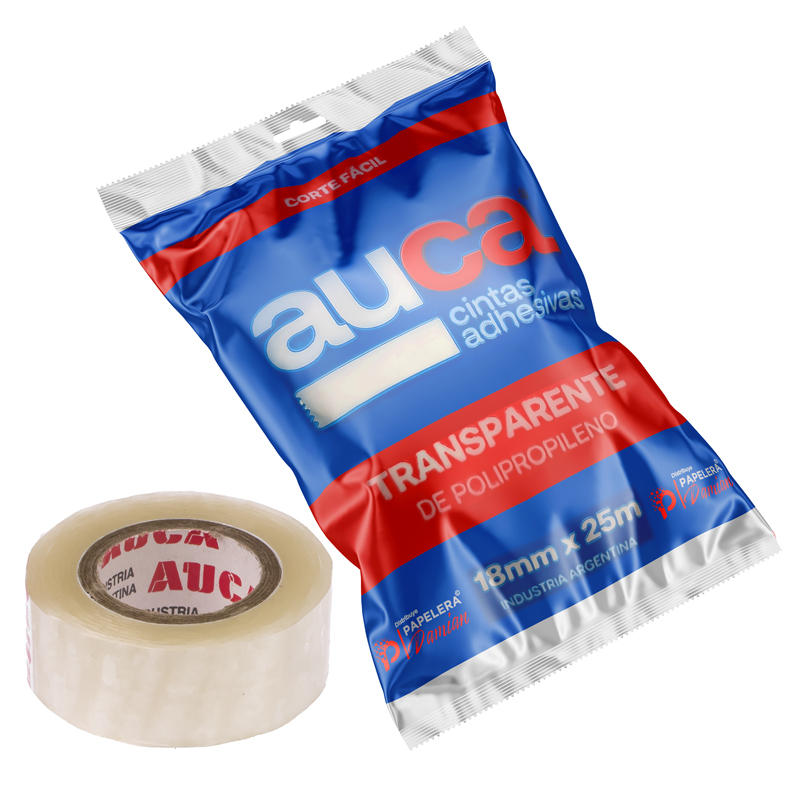 Cinta adhesiva Polipropileno AUCA 18mm x 25mt Transparente Cinta adhesiva Polipropileno AUCA 18mm x 25mt Transparente