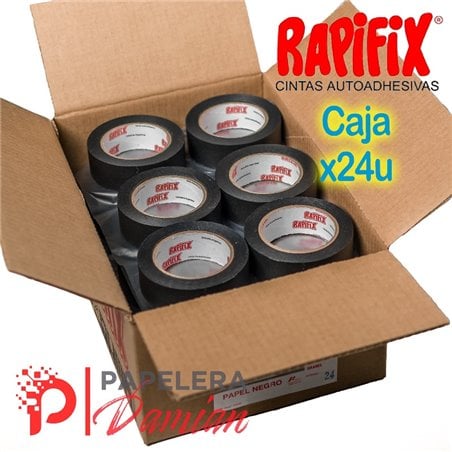 Cinta de papel color negra 36mm 50mt Rapifix Caja x 24 rollos