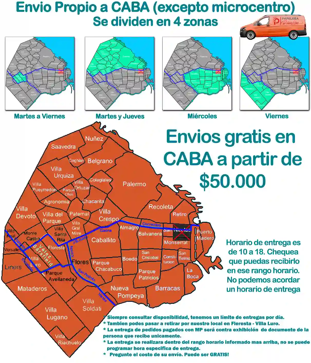 Entregas a domicilio en ciudad de Buenos Aires cronograma te papelera Damián